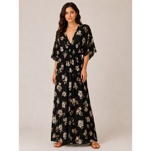 Made in USA Black Floral Maxi Boho Cottagecore Empire Waist Oversized small
